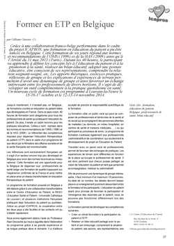 Former en ETP en Belgique