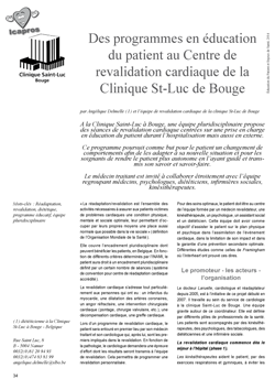 Des programmes en éducation du patient a Saint Luc de Bouge