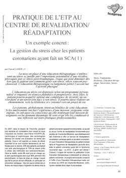 Pratique de l'ETP au Centre de Revalidation Réadaptation